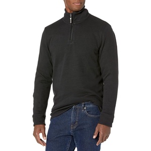 Amazon Essentials Men’s Quarter-Zip French Rib Mock Neck Sweater, Casual Wear(Washed Black)