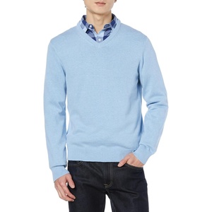 Amazon Essentials Men’s Regular Fit Cotton V-Neck Pullover Sweater (Available in Big & Tall)(Light Blue Heather)