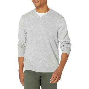 Amazon Essentials Men’s Regular Fit Cotton V-Neck Pullover Sweater (Available in Big & Tall)(Light Grey Heather)