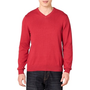 Amazon Essentials Men’s Regular Fit Cotton V-Neck Pullover Sweater (Available in Big & Tall)(Red)