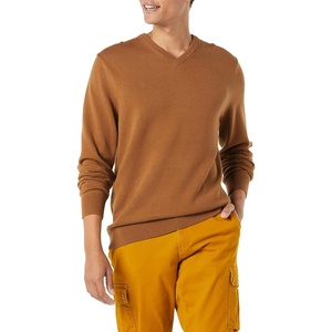 Amazon Essentials Men’s Regular Fit Cotton V-Neck Pullover Sweater (Available in Big & Tall)(Toffee Brown)