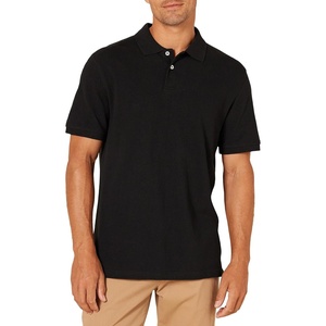 Amazon Essentials Men’s Slim-Fit Short-Sleeve Cotton Pique Polo Shirt(Black)