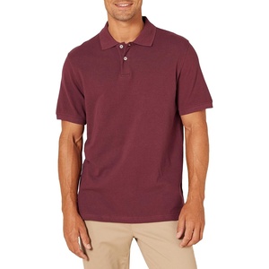 Amazon Essentials Men’s Slim-Fit Short-Sleeve Cotton Pique Polo Shirt(Burgundy)