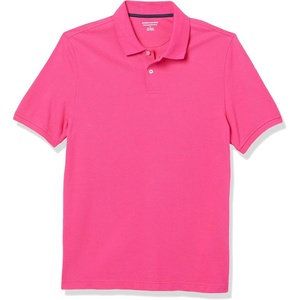 Amazon Essentials Men’s Slim-Fit Short-Sleeve Cotton Pique Polo Shirt(Hot Pink)