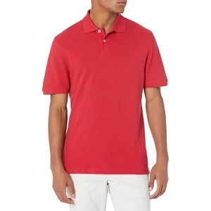 Amazon Essentials Men’s Slim-Fit Short-Sleeve Cotton Pique Polo Shirt(Red)