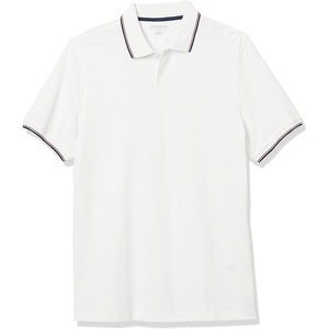 Amazon Essentials Men’s Slim-Fit Short-Sleeve Cotton Pique Polo Shirt(White Thin Stripe)