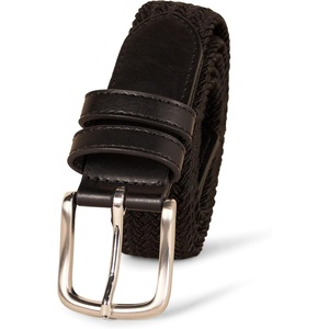 Amazon Essentials Men’s Stretch Woven Braid Belt with Metal Buckle(Black)