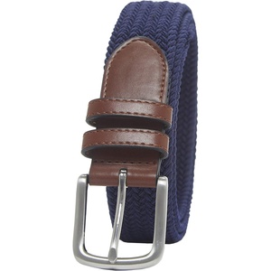 Amazon Essentials Men’s Stretch Woven Braid Belt with Metal Buckle(Navy)