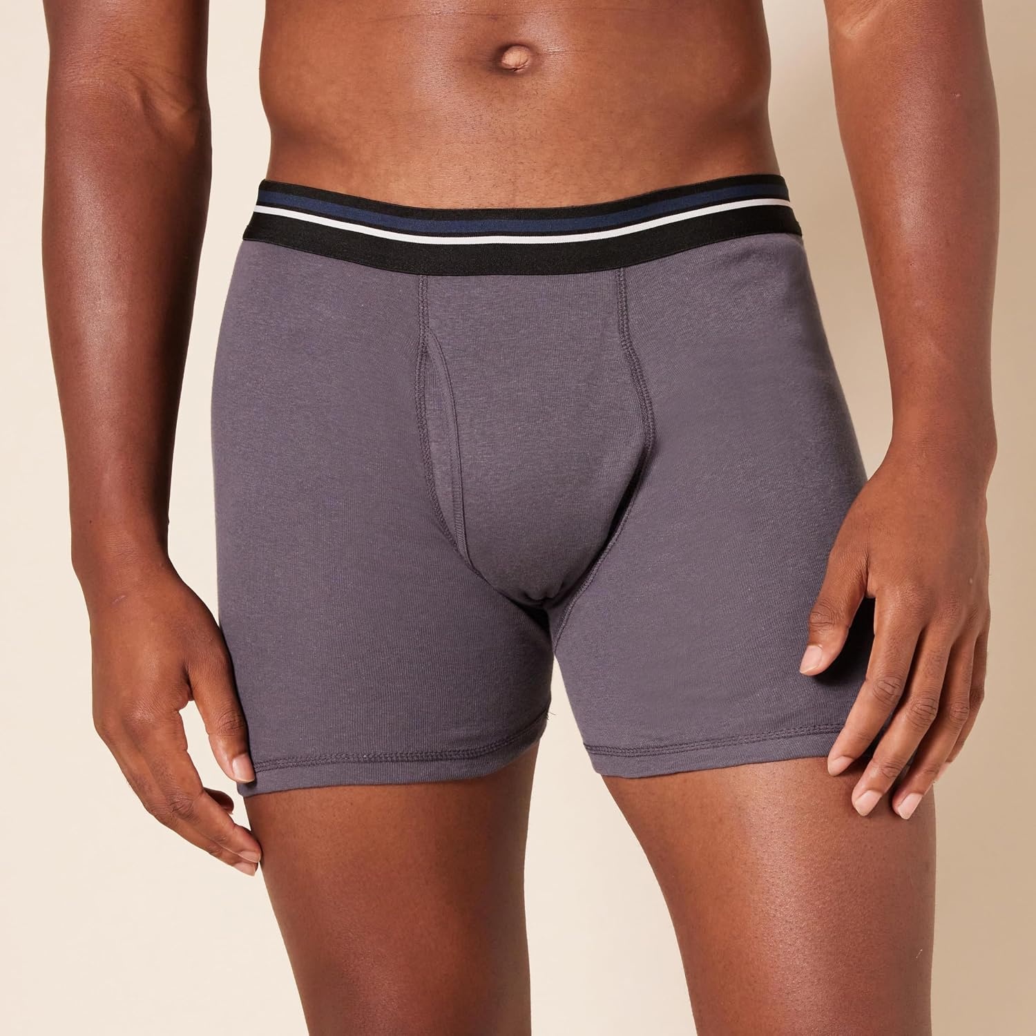 image:imageAmazon Essentials Mens Breathable Cotton Boxer Briefs TagFree Pack of 5BlackCharcoalGrey