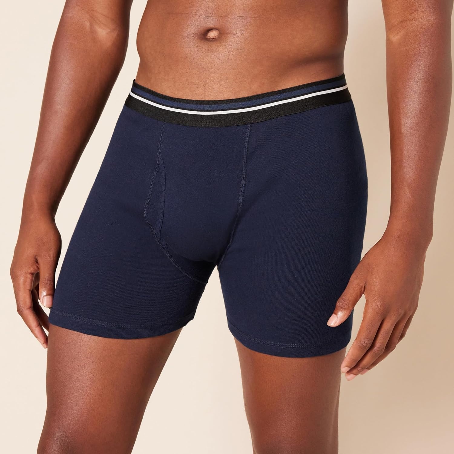 image:imageAmazon Essentials Mens Breathable Cotton Boxer Briefs TagFree Pack of 5CharcoalDark BlueDark Navy
