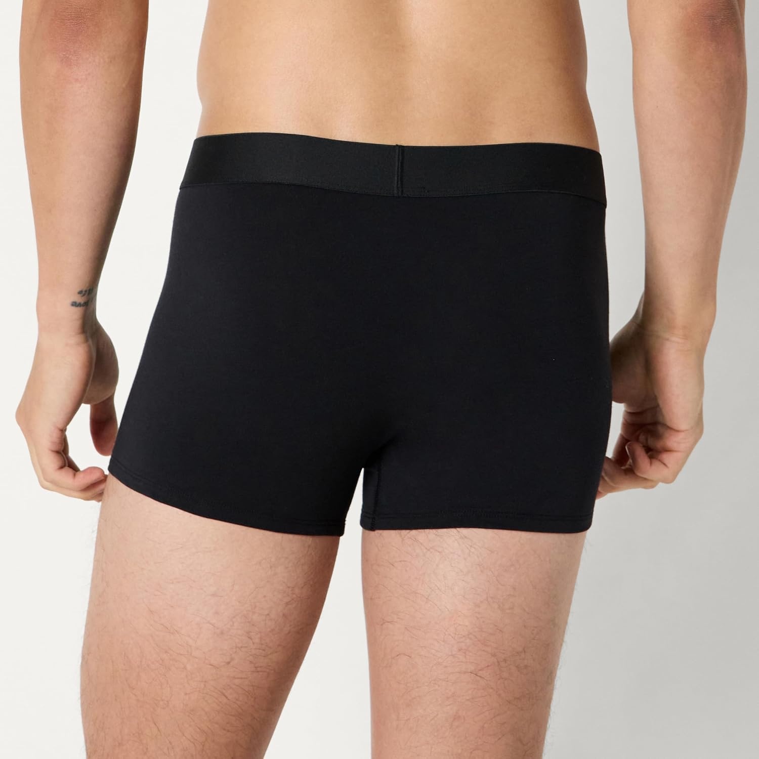 image:imageAmazon Essentials Mens Cotton Jersey Boxer Shorts Underwear Pack of 5Gray Heather Black White
