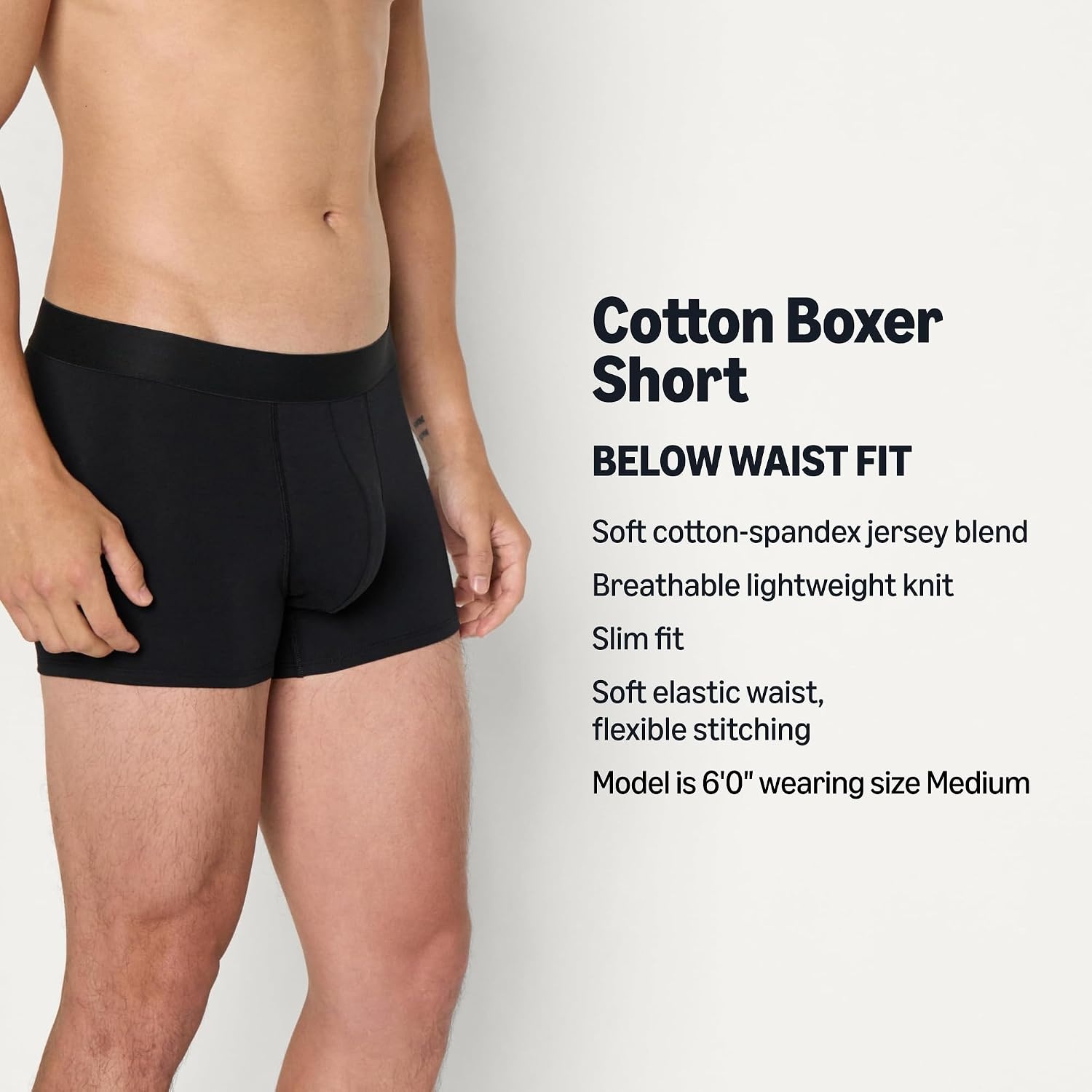 image:imageAmazon Essentials Mens Cotton Jersey Boxer Shorts Underwear Pack of 5Gray Heather Black White