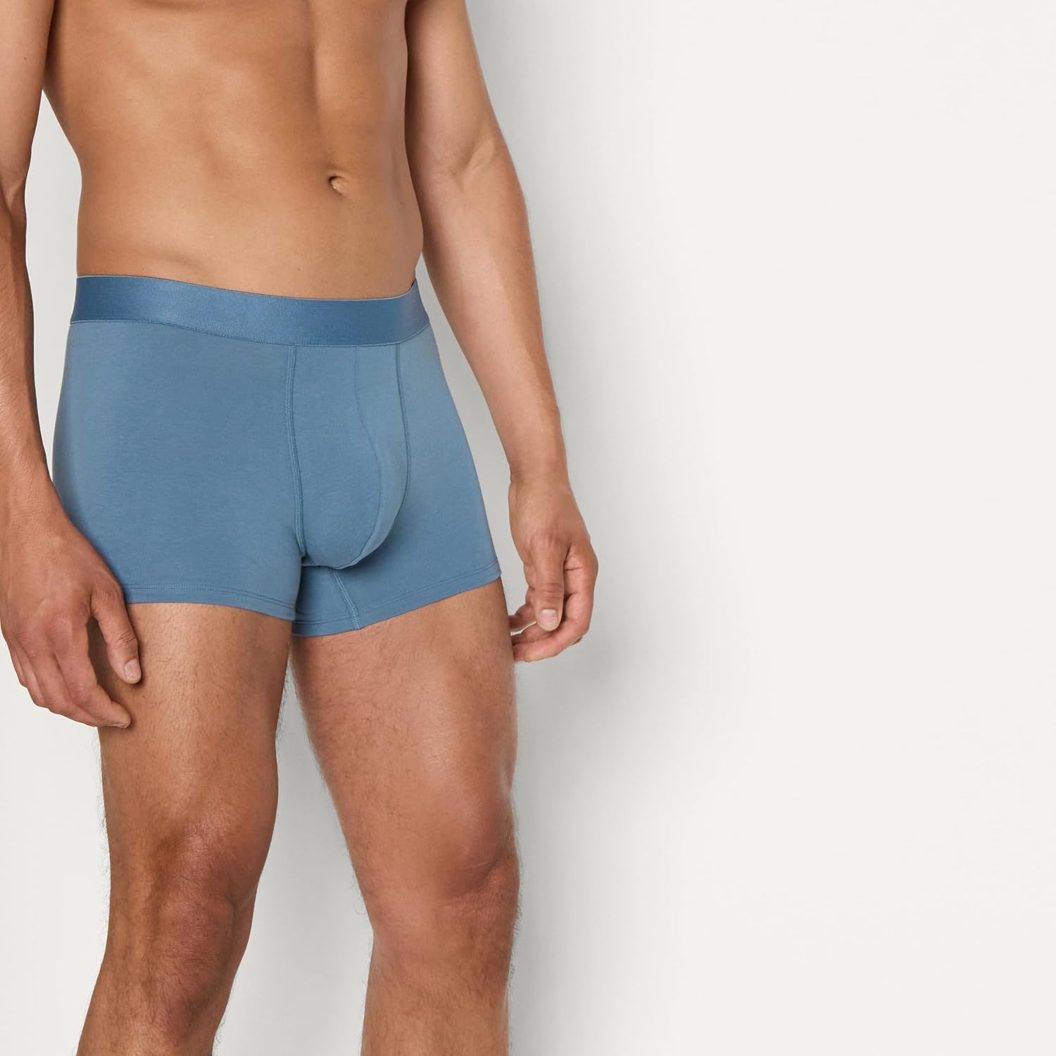 image:imageAmazon Essentials Mens Cotton Jersey Boxer Shorts Underwear Pack of 5Navy Blue Blue White