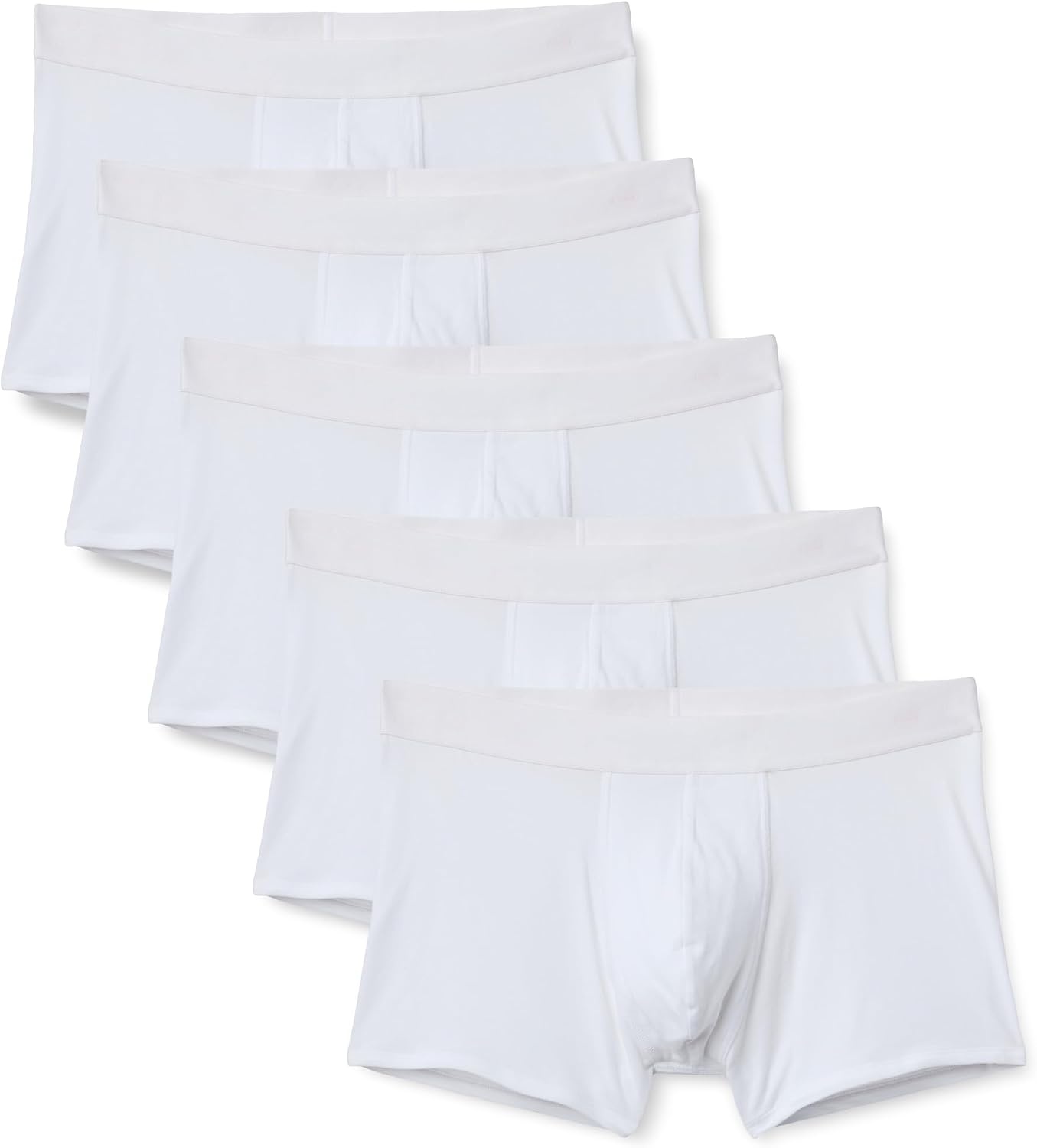 image:imageAmazon Essentials Mens Cotton Jersey Boxer Shorts Underwear Pack of 5White