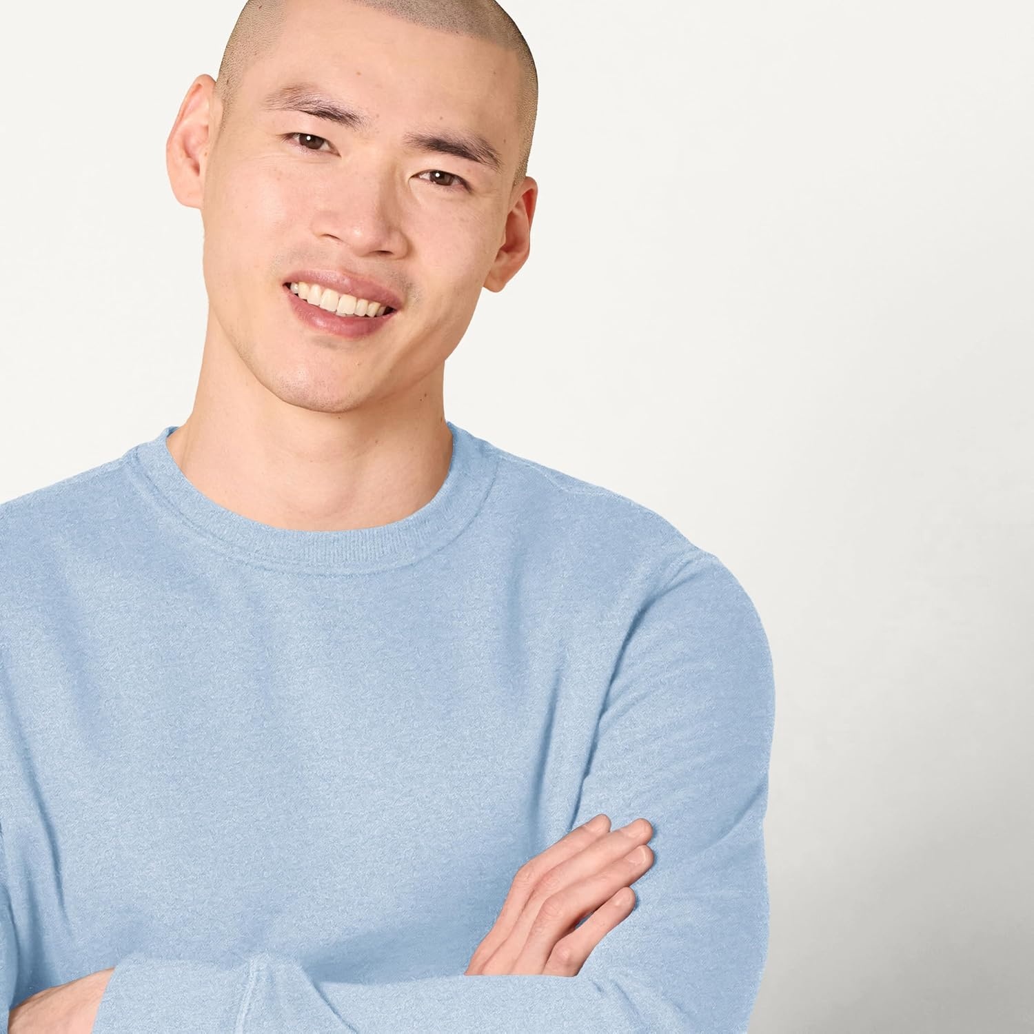 image:imageAmazon Essentials Mens Crewneck Fleece Sweatshirt with Ribbing Available in Big amp TallLight Blue Heather