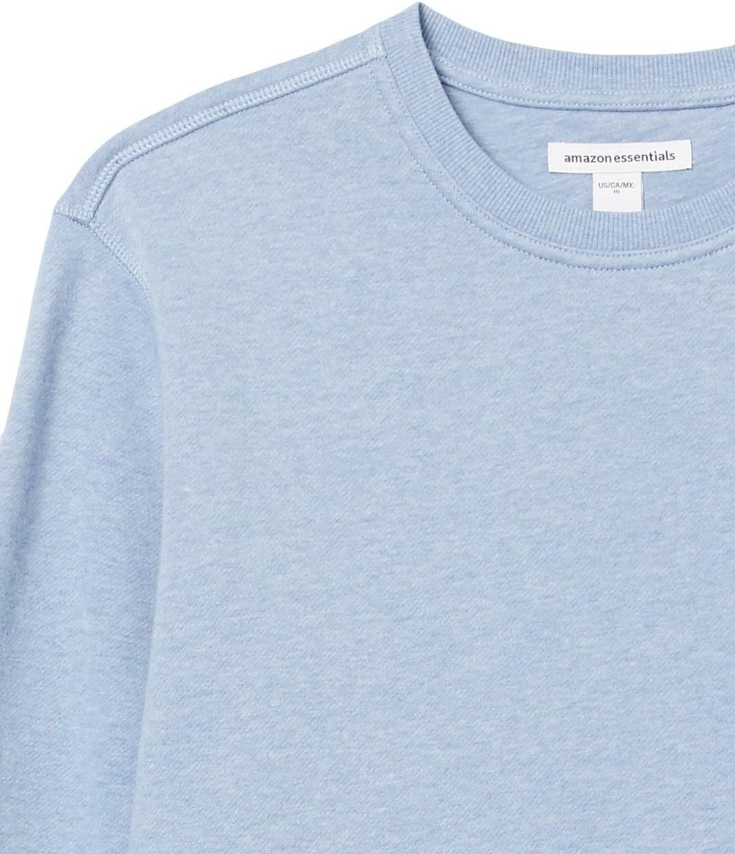 image:imageAmazon Essentials Mens Crewneck Fleece Sweatshirt with Ribbing Available in Big amp TallLight Blue Heather