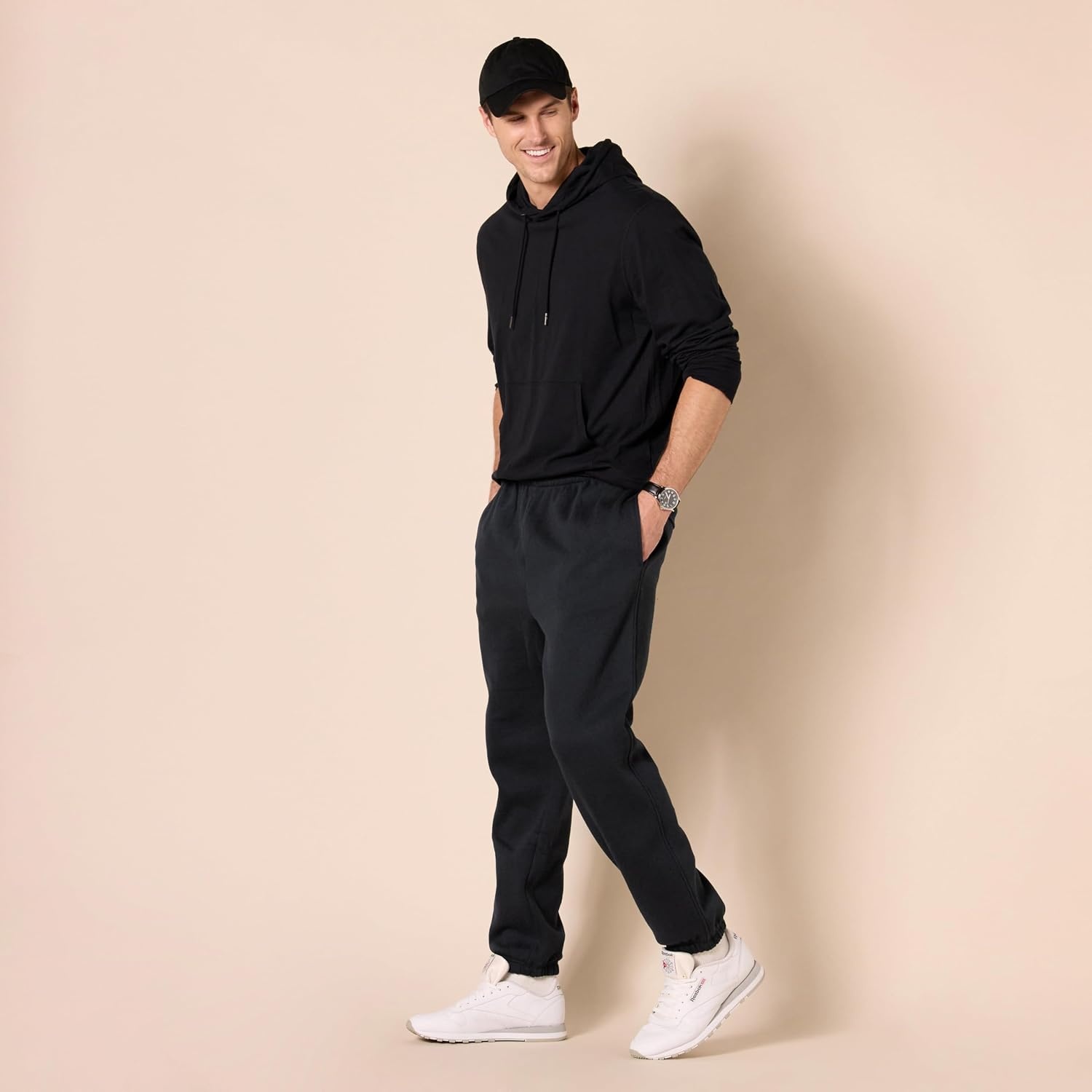 image:imageAmazon Essentials Mens Fleece Sweatpants Closed Bottom Available in Big and TallBlack