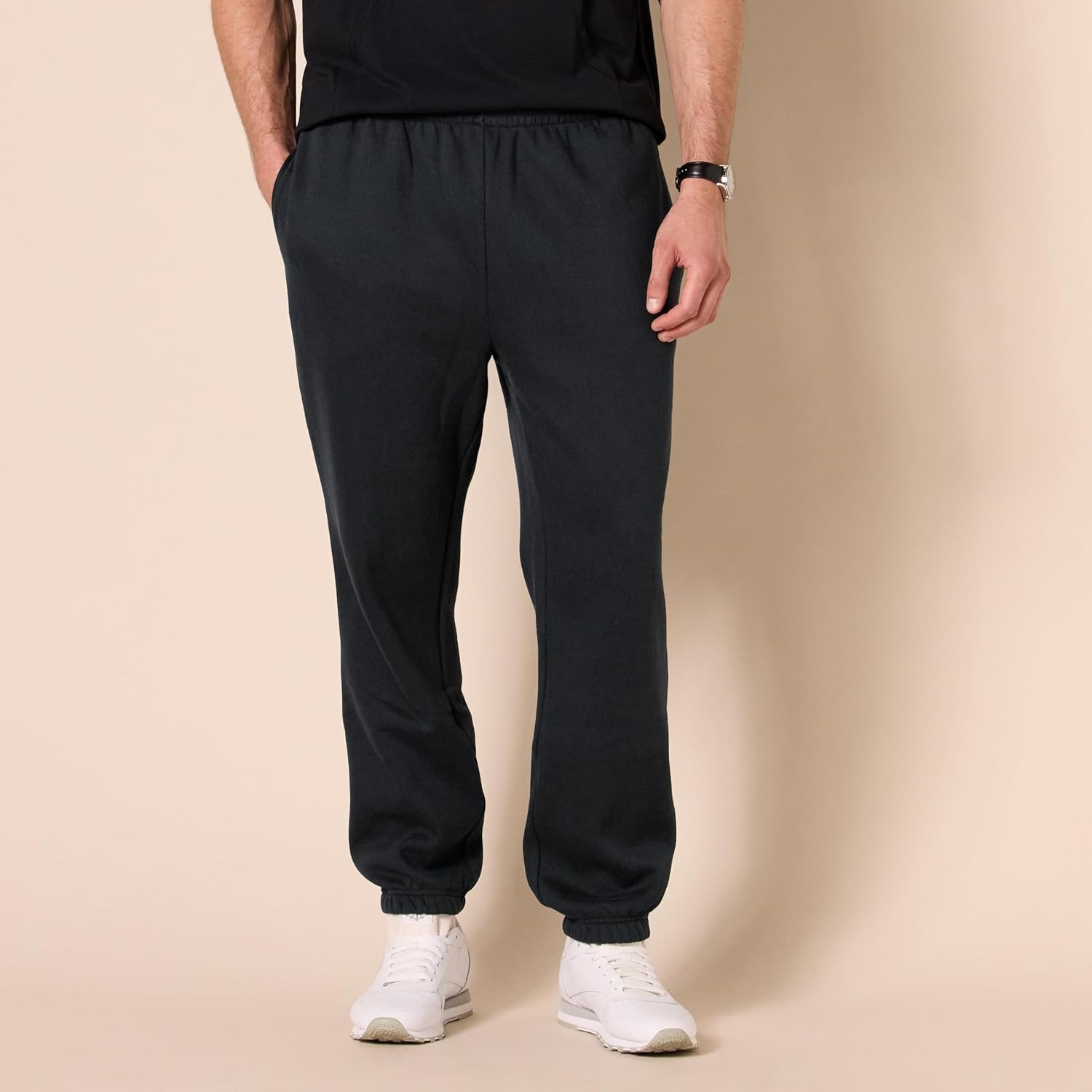 image:imageAmazon Essentials Mens Fleece Sweatpants Closed Bottom Available in Big and TallBlack