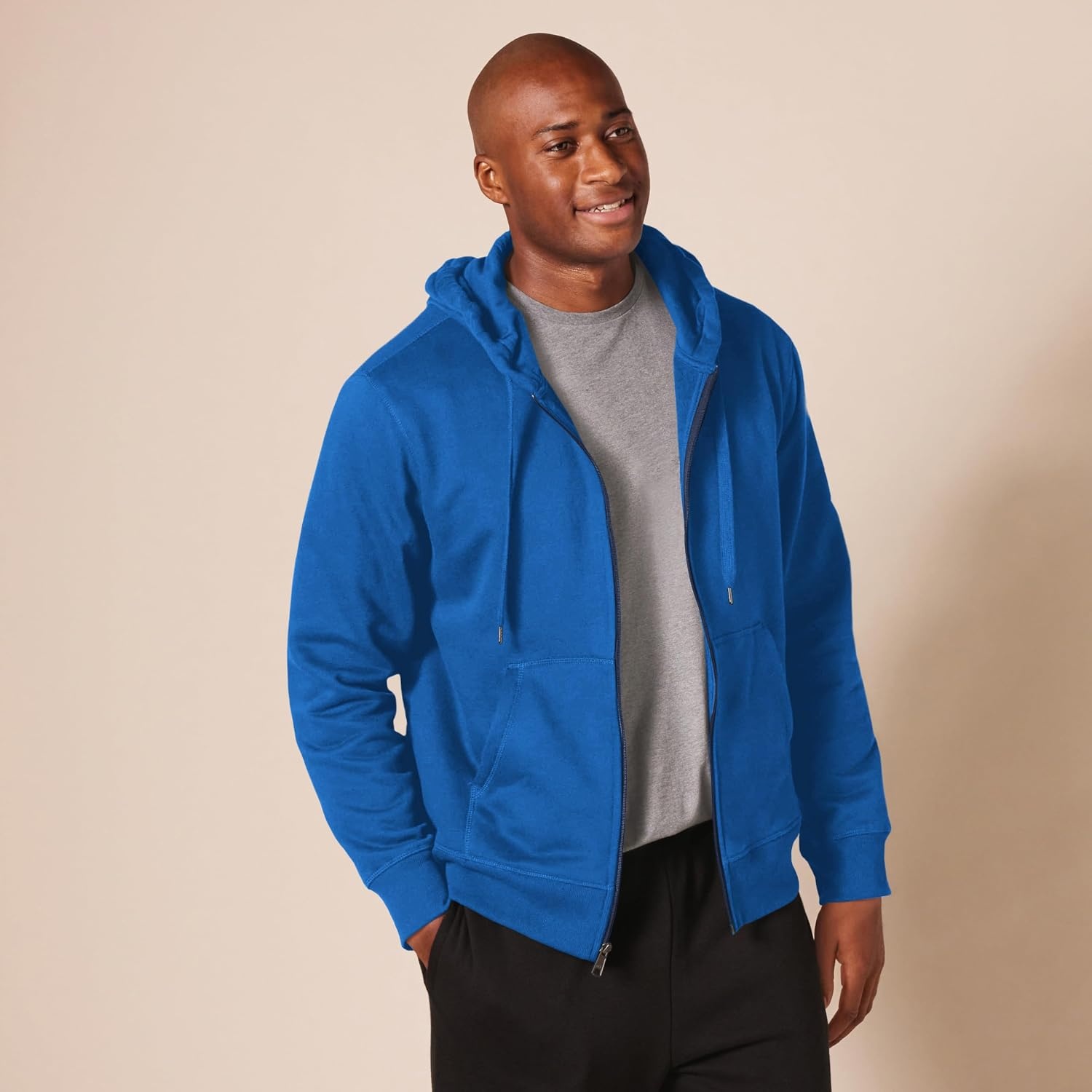 image:imageAmazon Essentials Mens FullZip Fleece Hoodie Sweatshirt Available in Big amp TallBlue