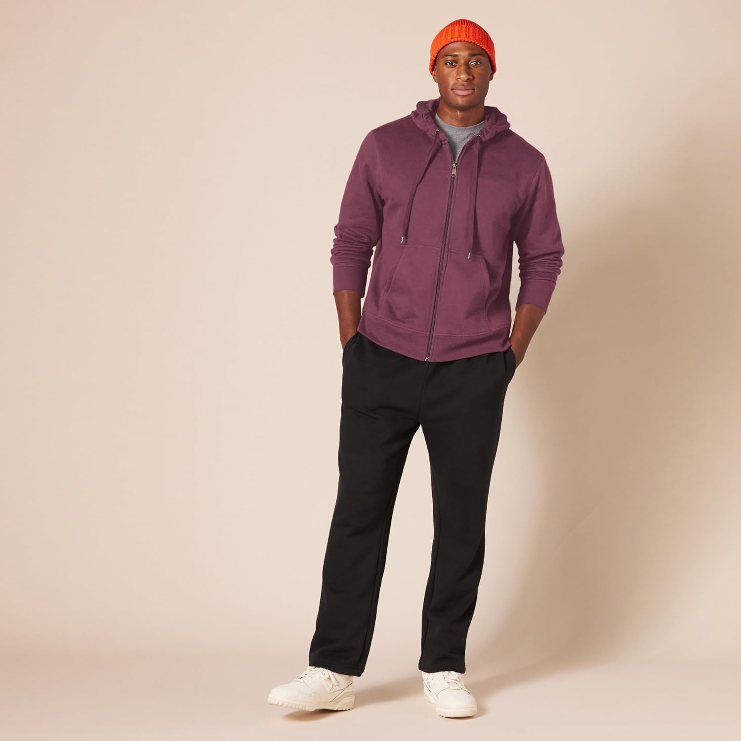 image:imageAmazon Essentials Mens FullZip Fleece Hoodie Sweatshirt Available in Big amp TallBurgundy