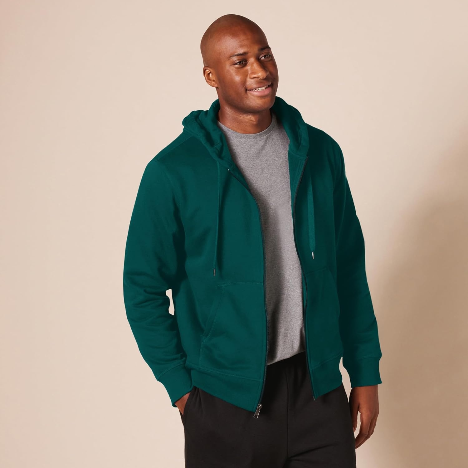 image:imageAmazon Essentials Mens FullZip Fleece Hoodie Sweatshirt Available in Big amp TallForest Green