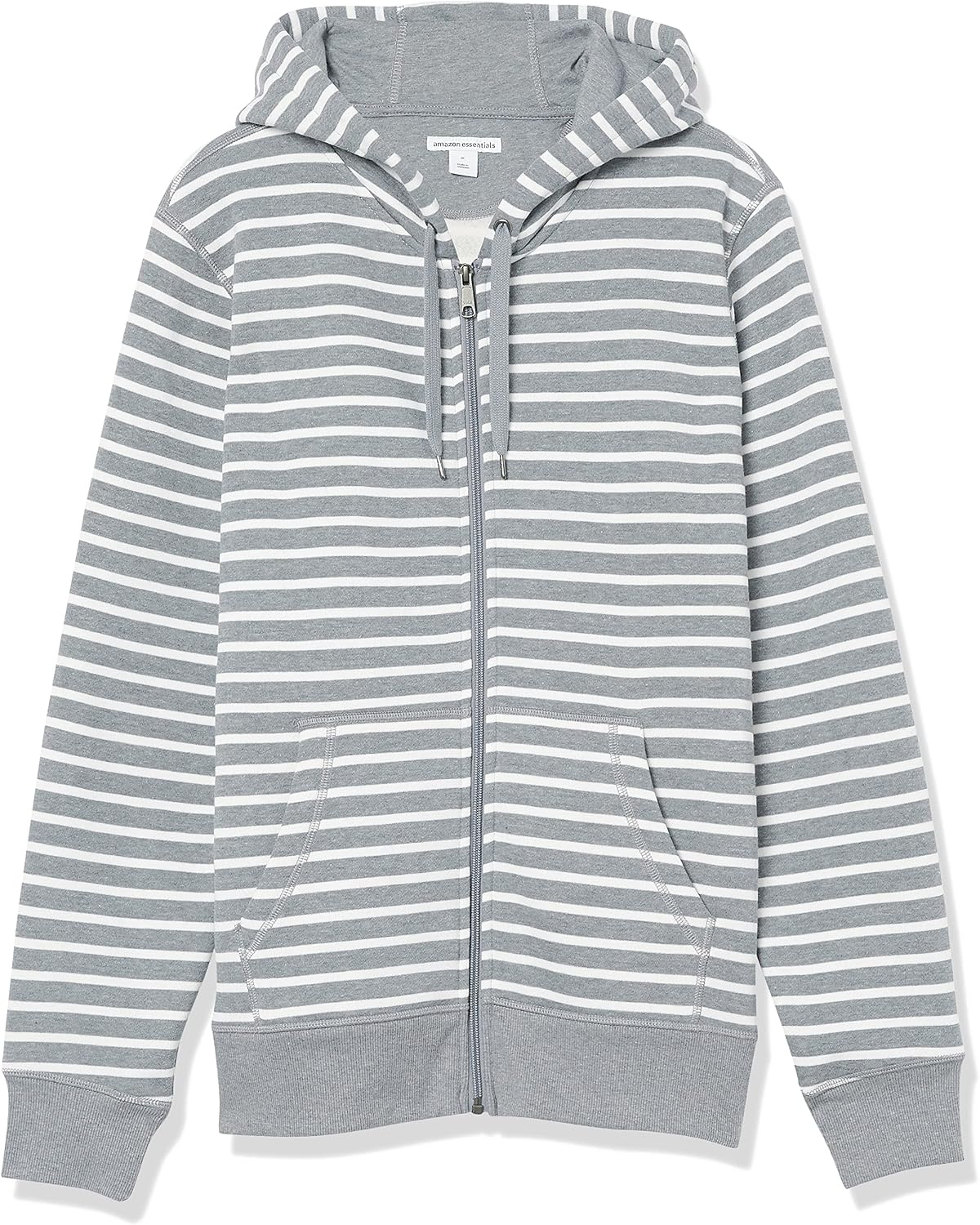 image:imageAmazon Essentials Mens FullZip Fleece Hoodie Sweatshirt Available in Big amp TallGrey Heather Stripe