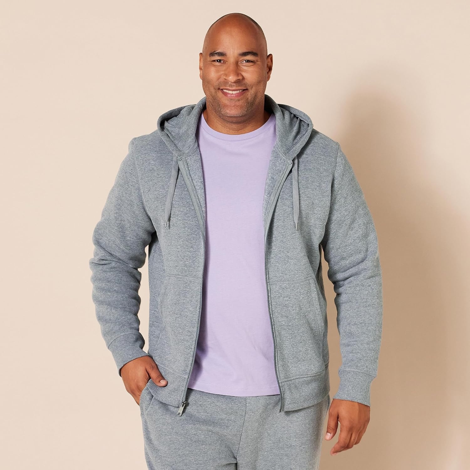 image:imageAmazon Essentials Mens FullZip Fleece Hoodie Sweatshirt Available in Big amp TallLight Grey Heather