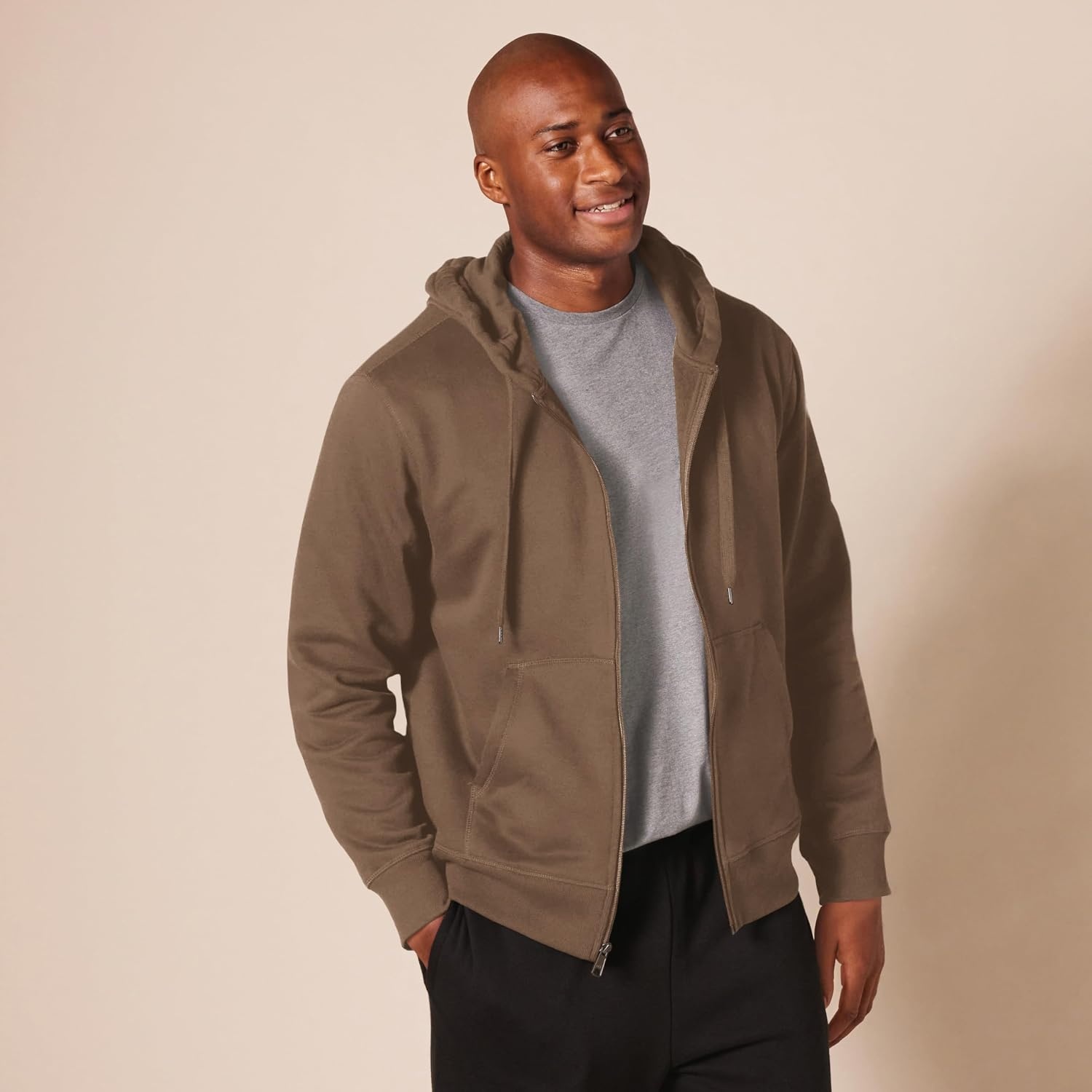 image:imageAmazon Essentials Mens FullZip Fleece Hoodie Sweatshirt Available in Big amp TallMedium Brown