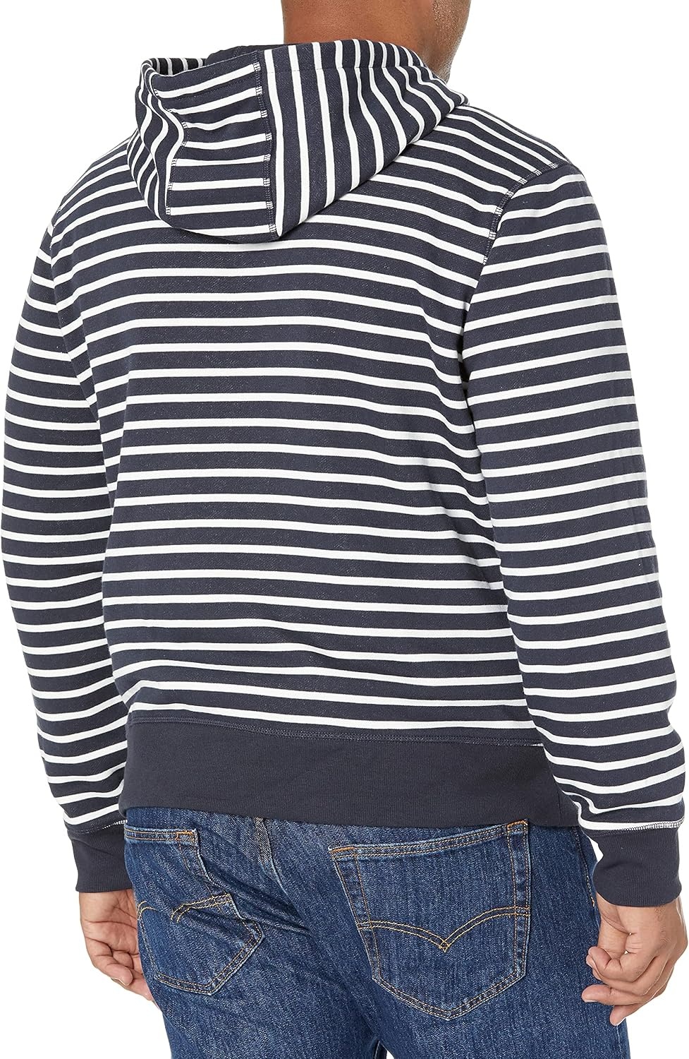 image:imageAmazon Essentials Mens FullZip Fleece Hoodie Sweatshirt Available in Big amp TallNavy Stripe