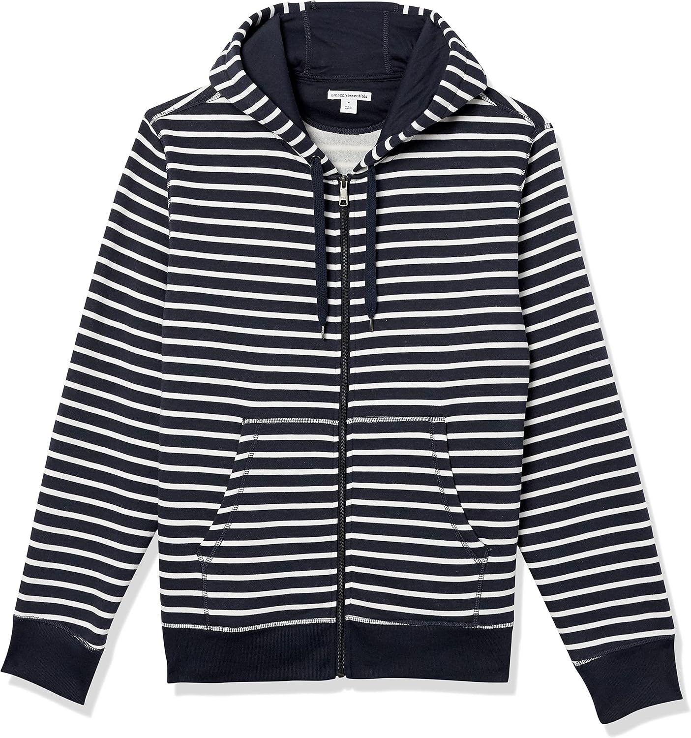 image:imageAmazon Essentials Mens FullZip Fleece Hoodie Sweatshirt Available in Big amp TallNavy Stripe