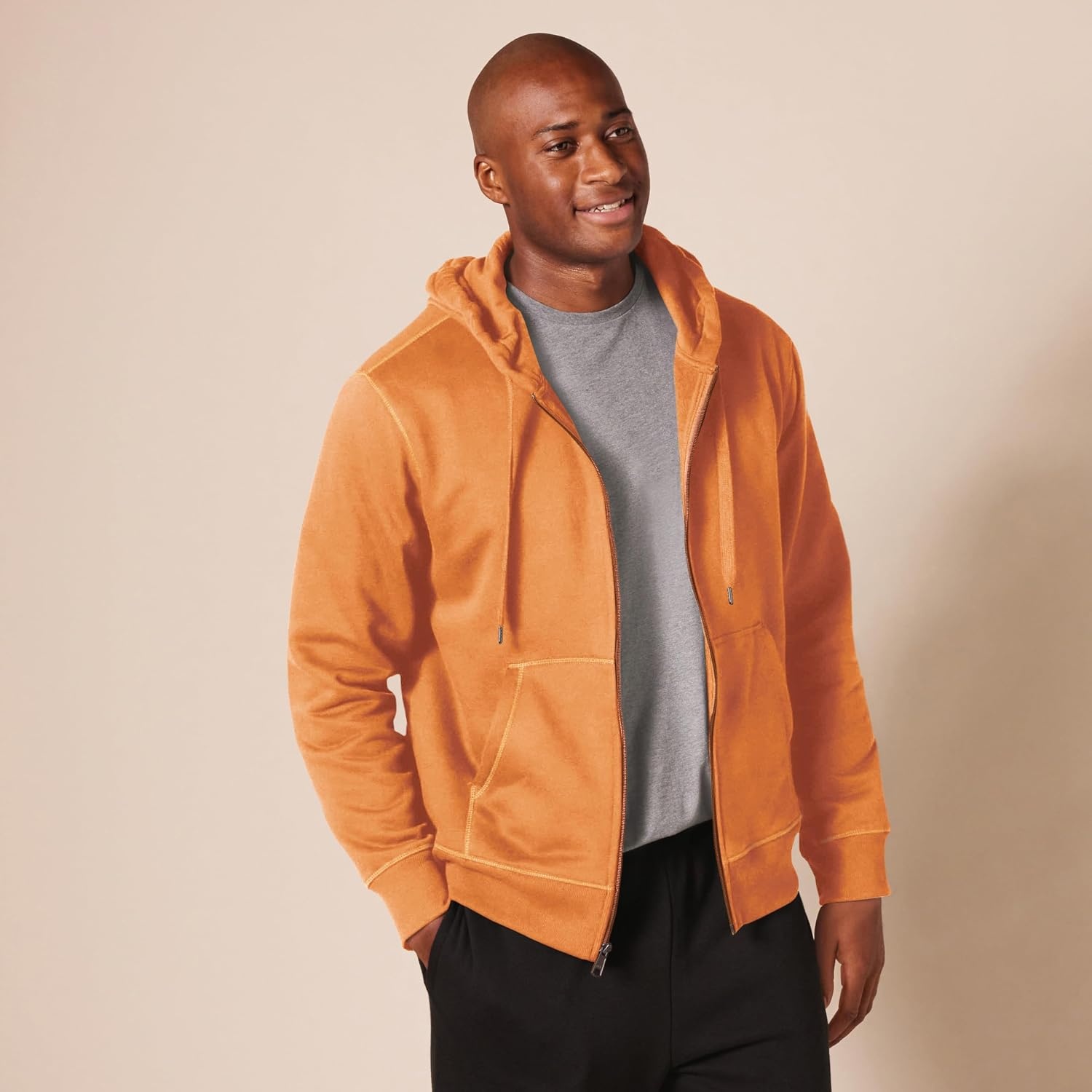 image:imageAmazon Essentials Mens FullZip Fleece Hoodie Sweatshirt Available in Big amp TallNutmeg