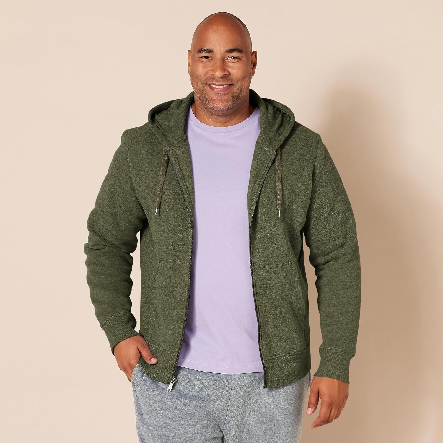 image:imageAmazon Essentials Mens FullZip Fleece Hoodie Sweatshirt Available in Big amp TallOlive Heather