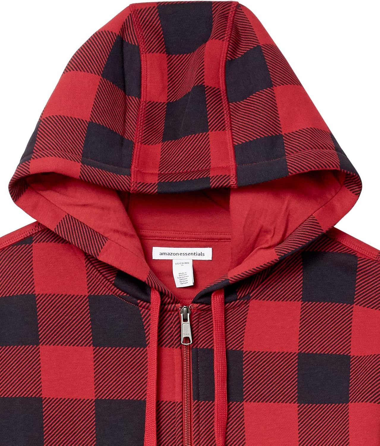image:imageAmazon Essentials Mens FullZip Fleece Hoodie Sweatshirt Available in Big amp TallRed Buffalo Plaid