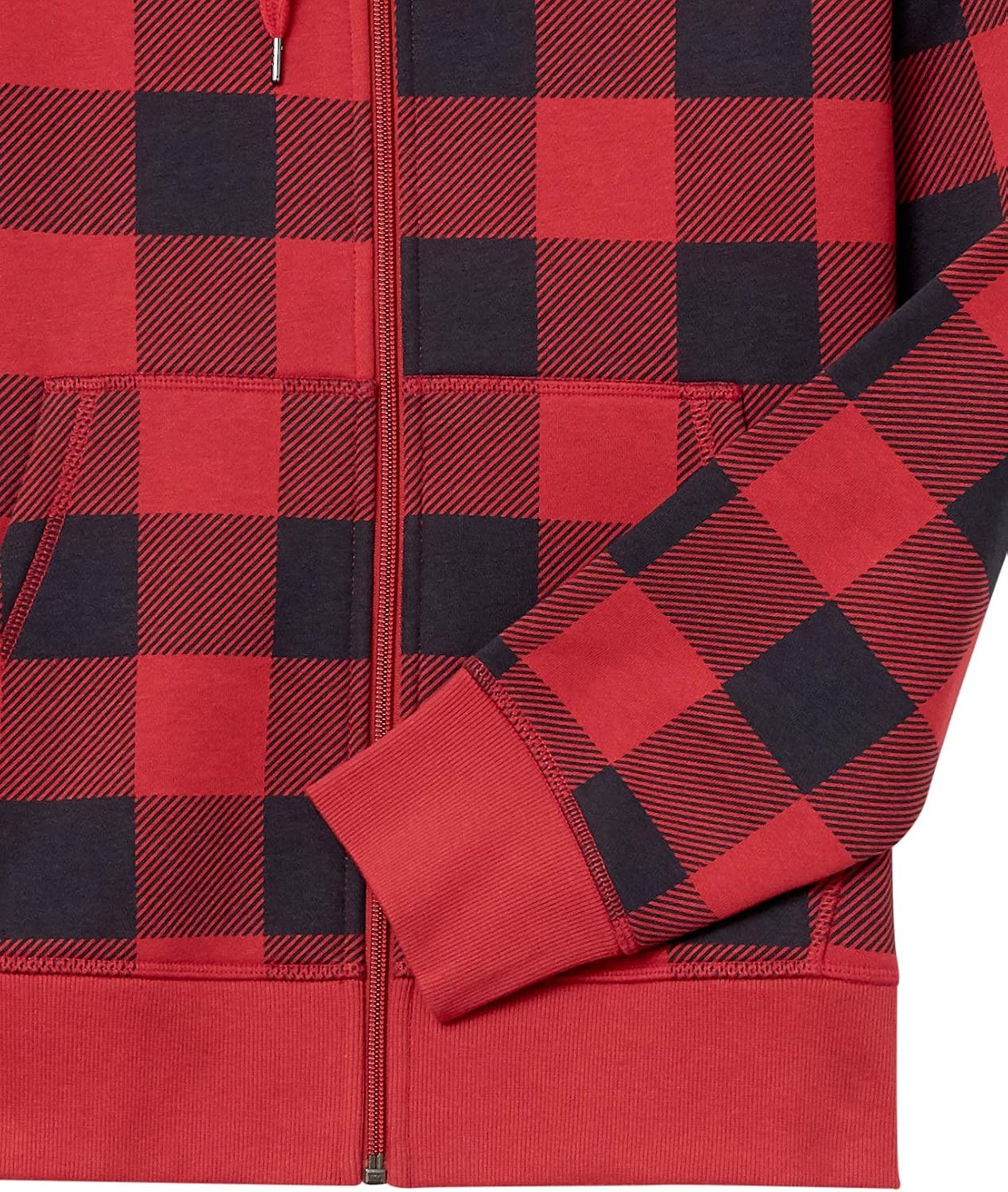 image:imageAmazon Essentials Mens FullZip Fleece Hoodie Sweatshirt Available in Big amp TallRed Buffalo Plaid