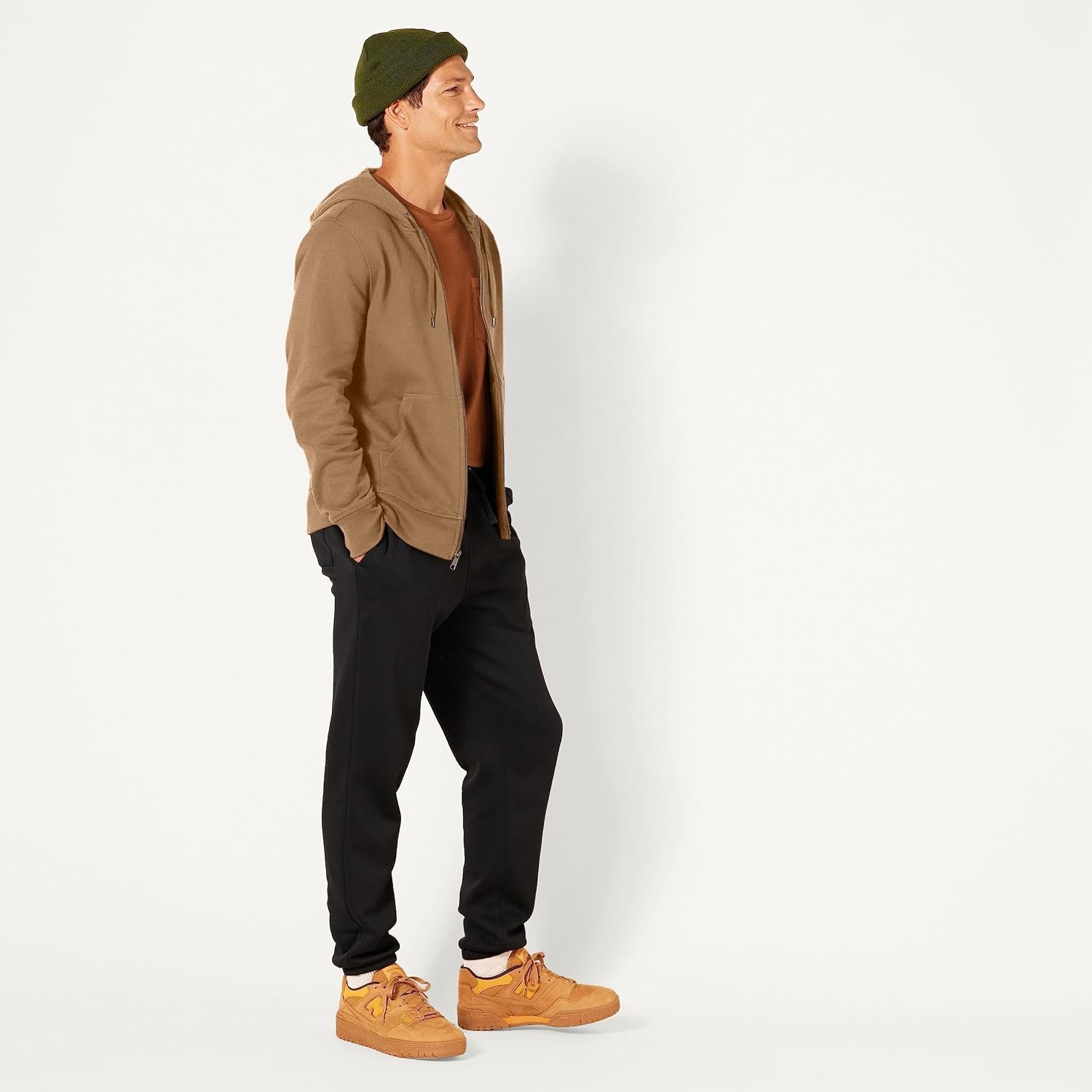 image:imageAmazon Essentials Mens FullZip Fleece Hoodie Sweatshirt Available in Big amp TallToffee Brown