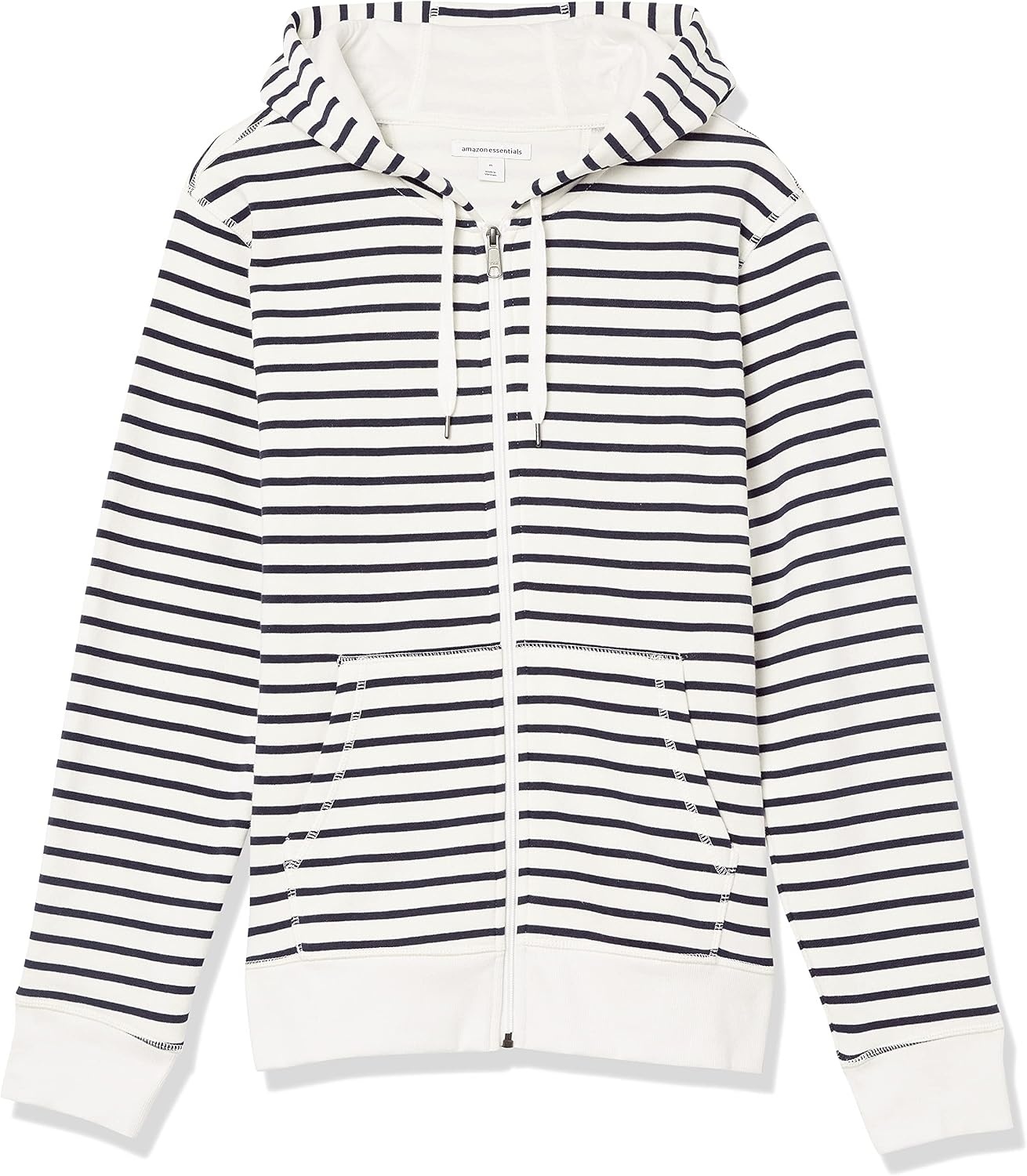 image:imageAmazon Essentials Mens FullZip Fleece Hoodie Sweatshirt Available in Big amp TallWhite Stripe