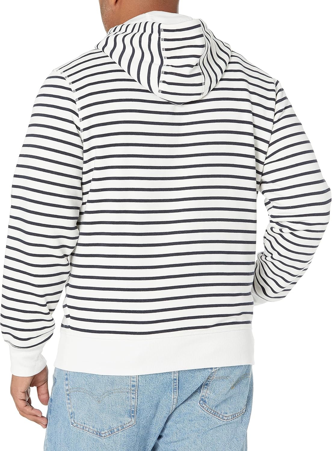 image:imageAmazon Essentials Mens FullZip Fleece Hoodie Sweatshirt Available in Big amp TallWhite Stripe
