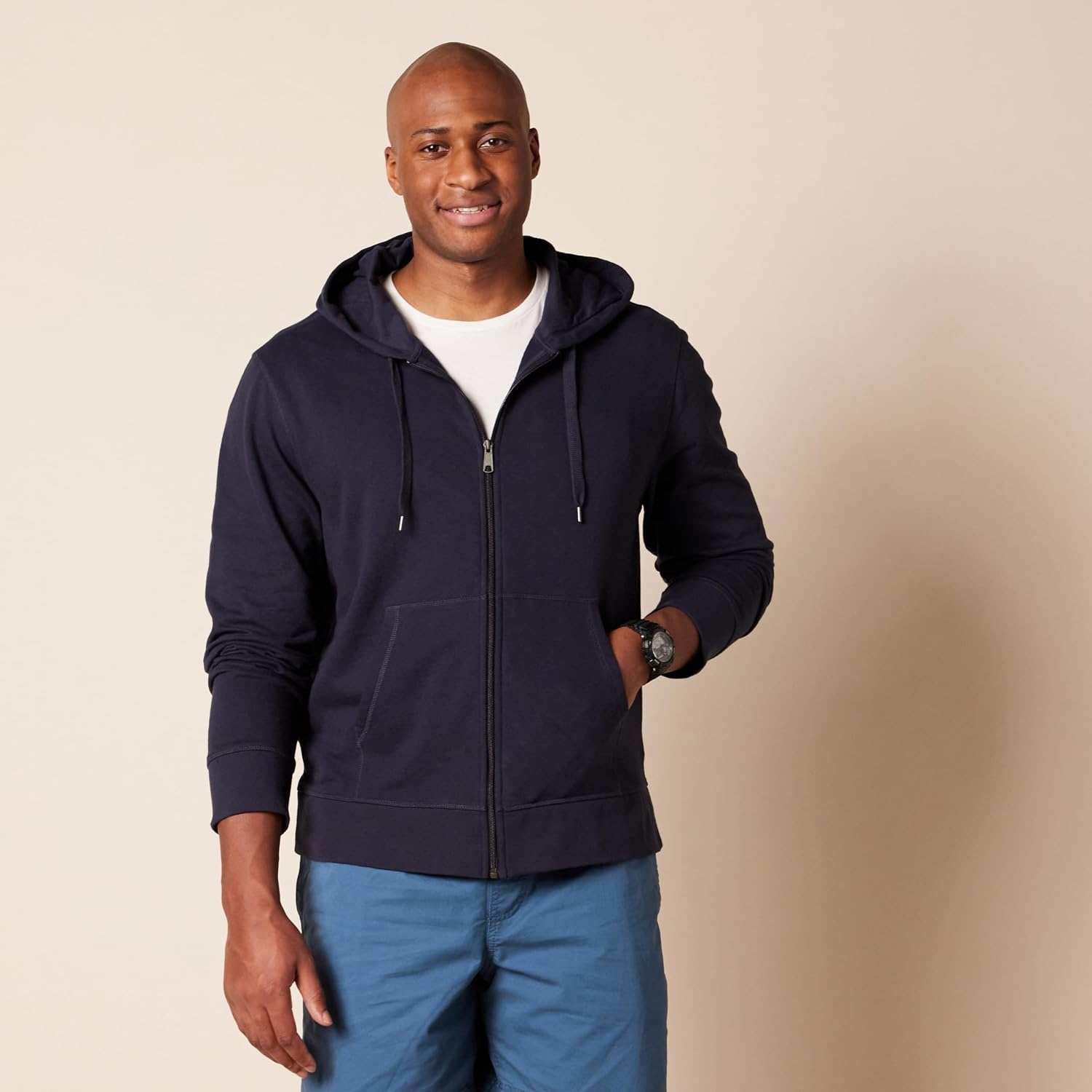 image:imageAmazon Essentials Mens Lightweight French Terry FullZip HoodieDark Navy