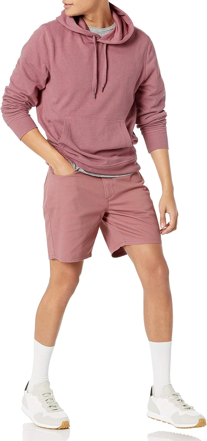 image:imageAmazon Essentials Mens Lightweight French Terry Hooded SweatshirtPink