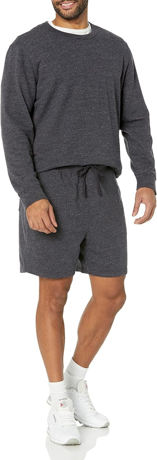 image:imageAmazon Essentials Mens Lightweight French Terry Relaxed Fit Sweat Shorts with Drawstring Available in Big amp TallCharcoal Heather