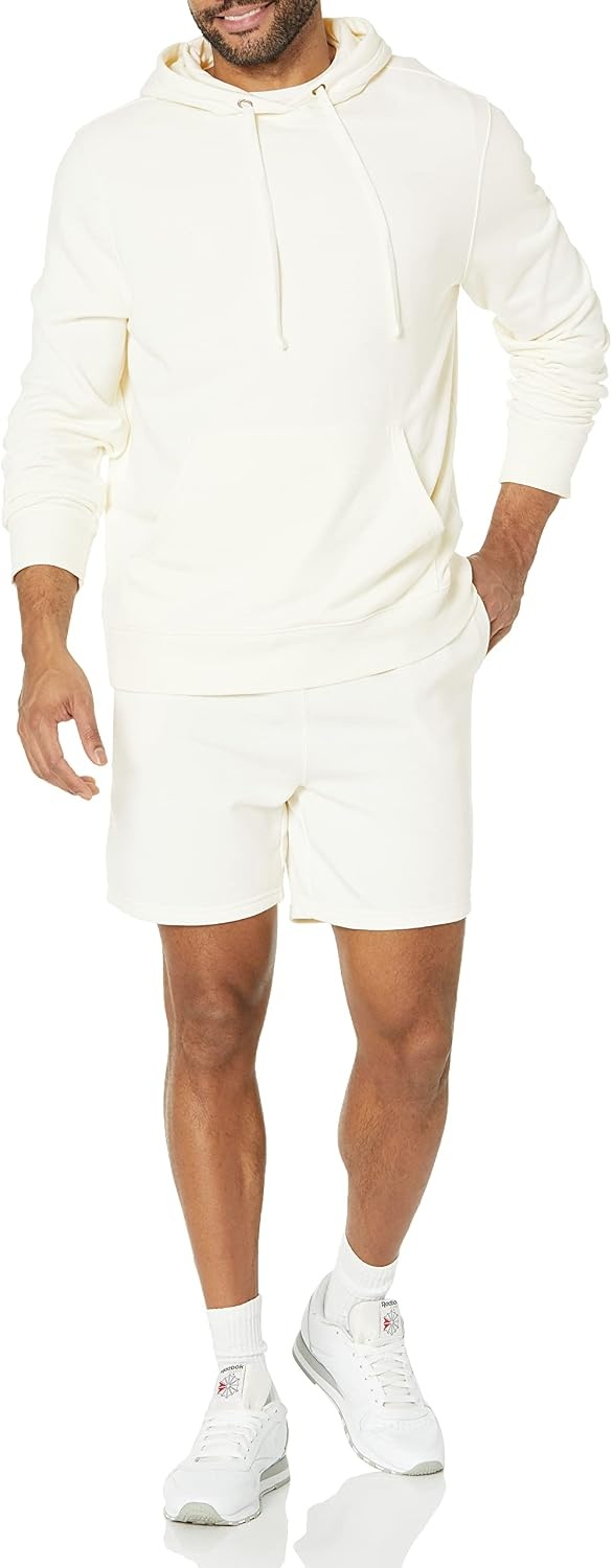 image:imageAmazon Essentials Mens Lightweight French Terry Relaxed Fit Sweat Shorts with Drawstring Available in Big amp TallEggshell White