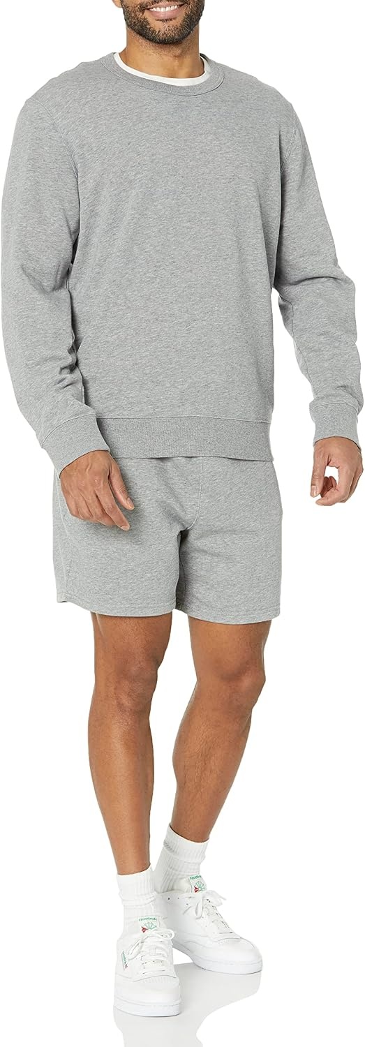 image:imageAmazon Essentials Mens Lightweight French Terry Relaxed Fit Sweat Shorts with Drawstring Available in Big amp TallGrey Heather