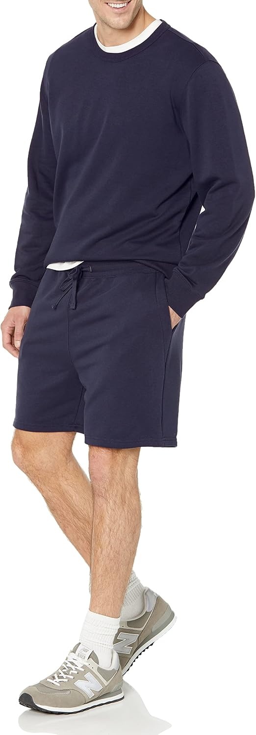 image:imageAmazon Essentials Mens Lightweight French Terry Relaxed Fit Sweat Shorts with Drawstring Available in Big amp TallNavy