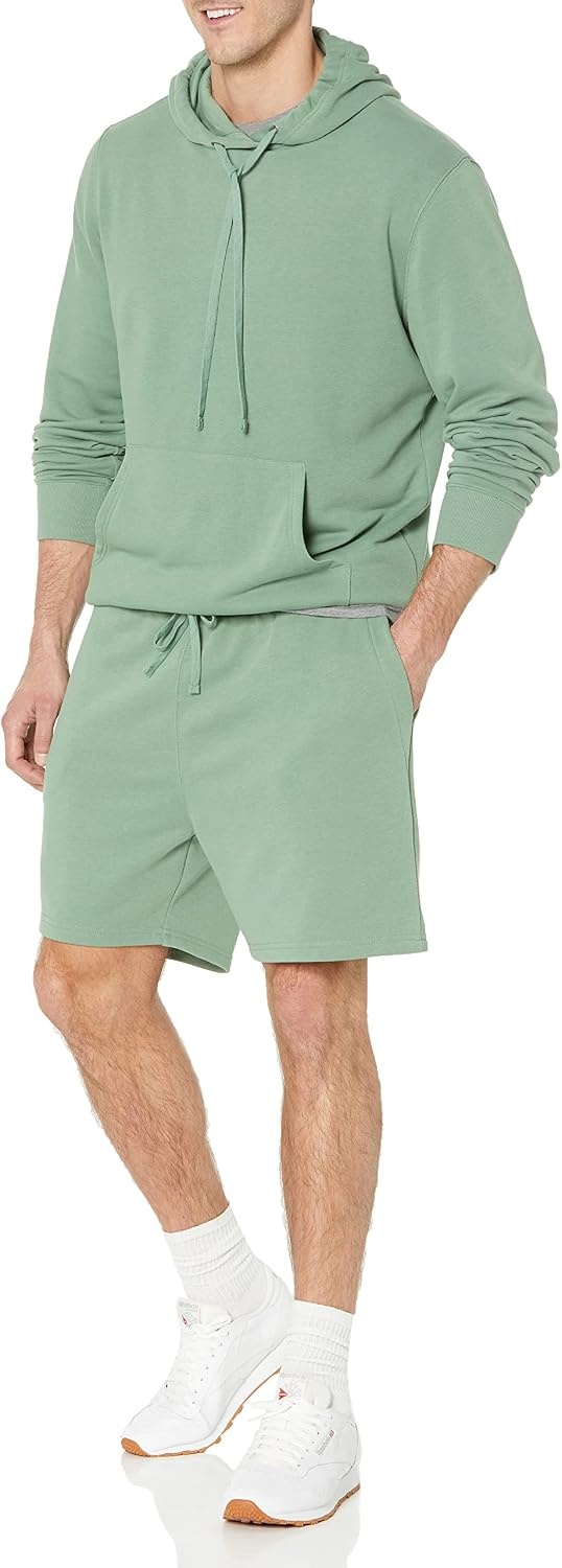 image:imageAmazon Essentials Mens Lightweight French Terry Relaxed Fit Sweat Shorts with Drawstring Available in Big amp TallSage Green