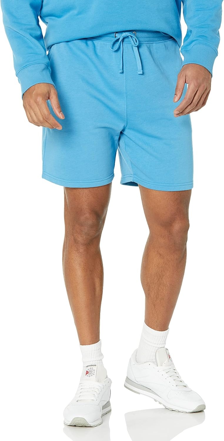 image:imageAmazon Essentials Mens Lightweight French Terry Relaxed Fit Sweat Shorts with Drawstring Available in Big amp TallTurquoise Blue