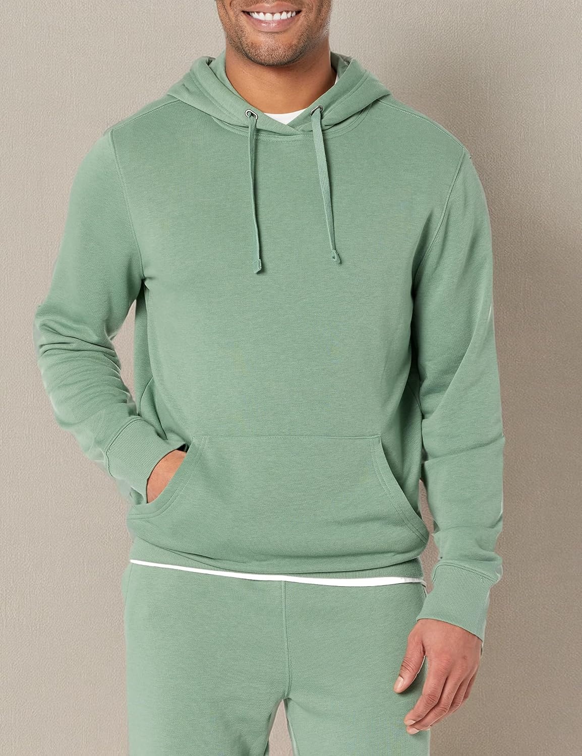 image:imageAmazon Essentials Mens Lightweight LongSleeve French Terry HoodieSage Green