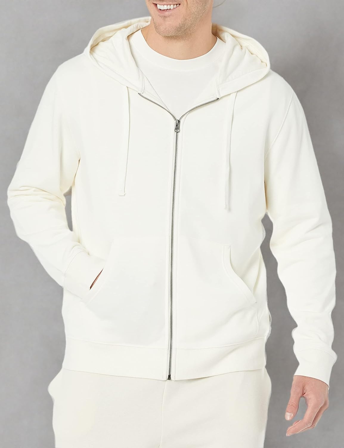 image:imageAmazon Essentials Mens LongSleeve French Terry FullZip Hoodie Available in Big amp TallEggshell White