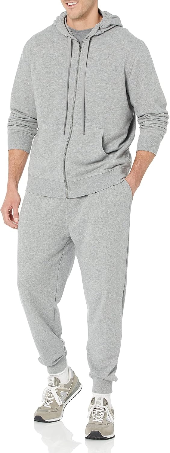 image:imageAmazon Essentials Mens LongSleeve French Terry FullZip Hoodie Available in Big amp TallGrey Heather