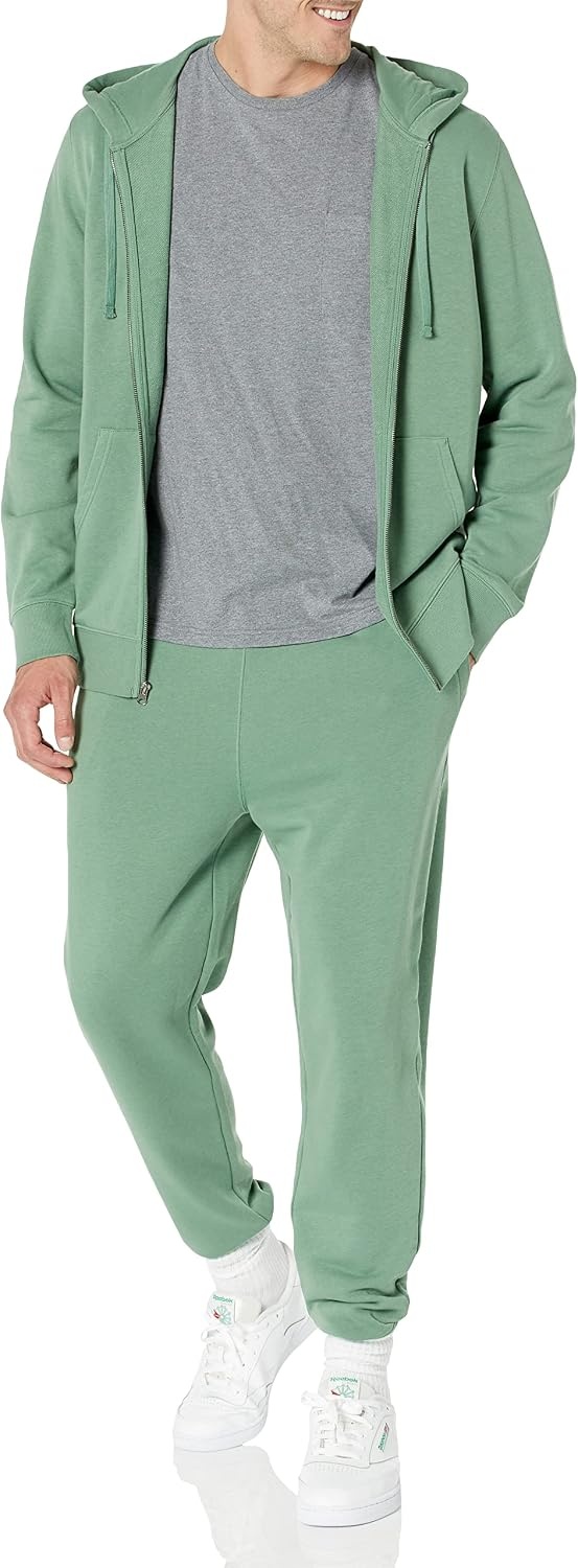 image:imageAmazon Essentials Mens LongSleeve French Terry FullZip Hoodie Available in Big amp TallSage Green