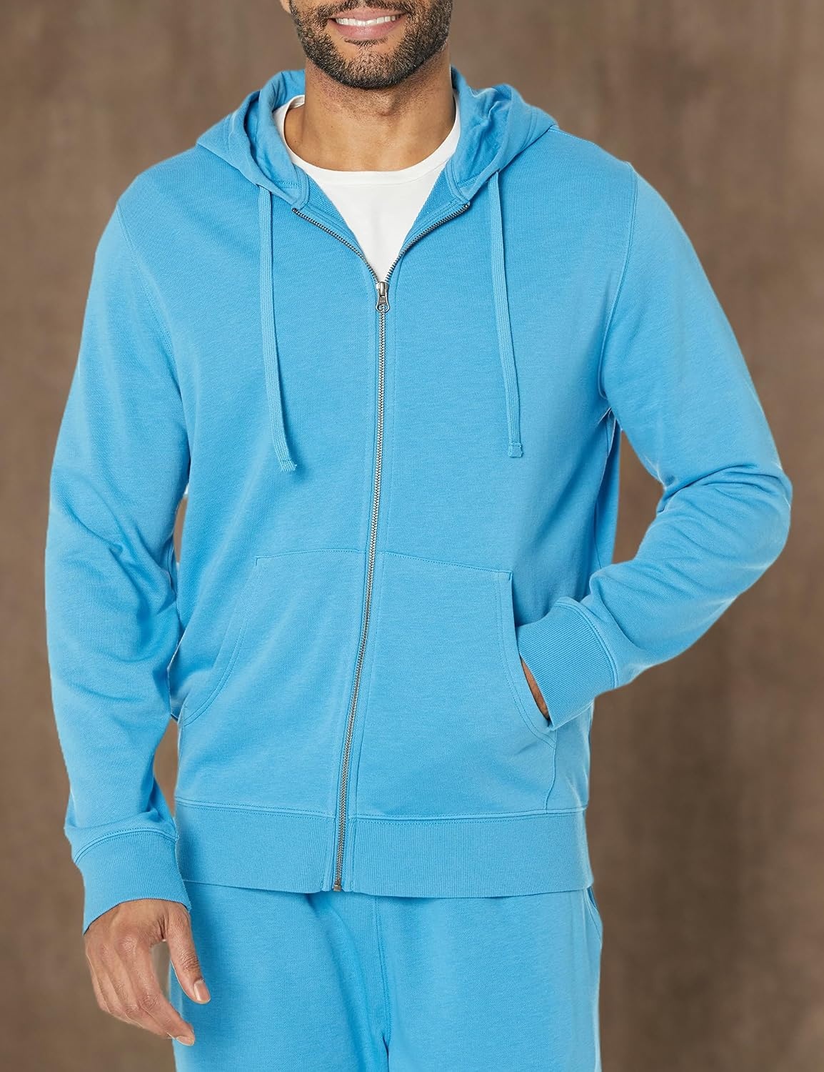 image:imageAmazon Essentials Mens LongSleeve French Terry FullZip Hoodie Available in Big amp TallTurquoise Blue